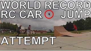 WORLDS LONGEST RC CAR JUMP RECORD ATTEMPT 92 FEET 75th VIDEO [upl. by Fanchon767]