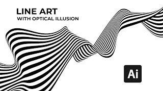 Create a dynamic 3D line wave art with optical illusion effect in Adobe Illustrator tutorial [upl. by Jacinto]