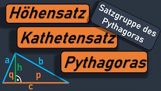 Satz des Pythagoras Kathetensatz Höhensatz Satzgruppe des Pythagoras rechtwinkliges Dreieck [upl. by Gearalt]