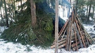 Winter Camping in a Shelter  Sweden 2019 [upl. by Eissehc868]