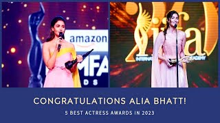 Alia Bhatt Winning with 5 Best Actress Awards in 2023 [upl. by Anaeco]