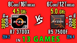 Ryzen 7 3700x OC vs Ryzen 5 7500F Test in 13 Games or R5 7500F vs R7 3800x [upl. by Donough985]