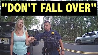 Woman can barely stand after DUI crash  DUI Arrest in New Jersey [upl. by Robillard]