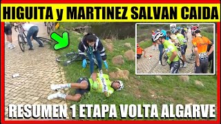 RESUMEN 1 ETAPA VOLTA AO ALGARVE 2024 MARTINEZ e HIGUITA SALVAN CAIDA [upl. by Koralle]