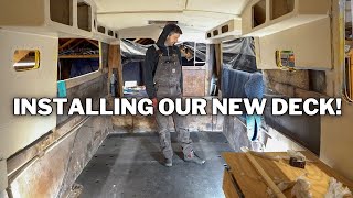 Installing new COOSA deck in our 1978 SeaCamper Houseboat Renovation EPISODE 8 [upl. by Merrell]