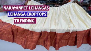 Most trending Narayanpet half saree lehangas Narayanpet pattu style lehangas [upl. by Lacie]