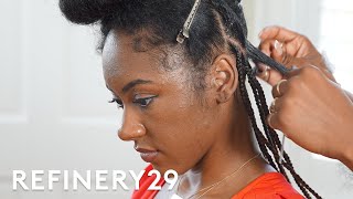 8 Hour Tribal Fulani Cornrows  Hair Me Out  Refinery29 [upl. by Aitnahc]