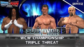 TRIPLE THREAT Chris Jericho vs Booker T vs Scott Steiner  WCW Championship  WWE SvR 2011 [upl. by Aliuqaj942]