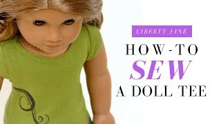 How To Sew a Doll TShirt For your 18 inch American Girl Doll [upl. by Nylrebmik703]