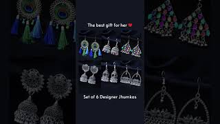 Set of 6 Oxidised Jhumkas with 2 free gifts💕 [upl. by Vincenty]