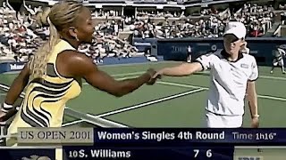 Serena Williams vs Justine Henin 2001 US Open R4 Highlights [upl. by Llehcal]