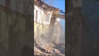 Building Gets Demolished constructionequipment demolition automobile [upl. by Enimaj269]