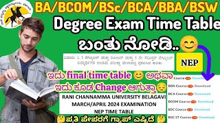 Rani Channamma University Degree EXAM Time Table 2024  1st3rdamp5th Sem  Final time table [upl. by Rubinstein]