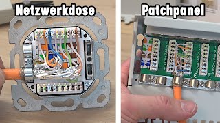 Netzwerkdose anschließen a oder b  Patchpanel patchen CAT 7  Netzwerk prüfen mit Tool [upl. by Nehcterg]