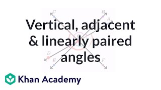 Vertical adjacent and linearly paired angles  Geometry  Khan Academy [upl. by Aicire255]