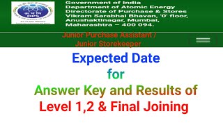 DPS DAE JPA JSK Expected results Date for Answerkey Level 1amp2 and final Joining [upl. by Armbruster]