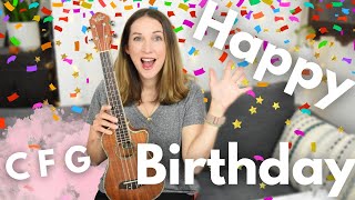 Easy Happy Birthday  ukulele song tutorial with 3 chords C F G [upl. by Erl]