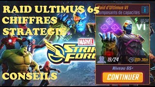 Raid Ultimus 65  Chiffres Stratégie Conseils   Marvel Strike Force FR [upl. by Heymann795]