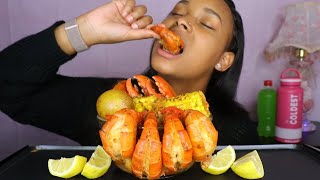 SAUCY CAJUN SEAFOOD BOIL MUKBANG LOBSTER amp GIGANTIC PRAWNS 먹방  QUEEN BEAST [upl. by Scammon866]