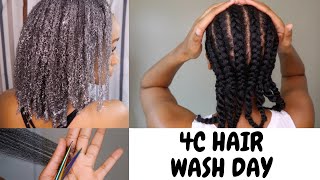 FULL WINTER WASH DAY ROUTINE FOR EXTREME MOISTURE ON 4C HAIR deep condition trim corn row etc [upl. by Eirdua245]