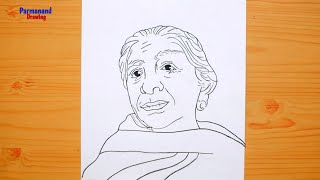 Sarojini Naidu Pencil Sketch  SAROJINI NAIDU DRAWING  How to Draw Sarojini Naidu Easy Face [upl. by Nawed233]