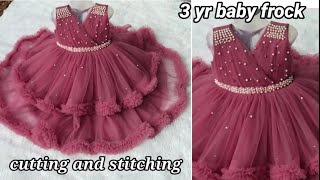 Trending 2 layer cindrella frock cutting and stitching3 yr baby frockparty wear dress [upl. by Salesin969]