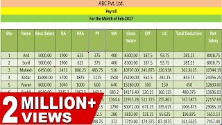 HOW TO CREATE PAYROLLSALARY SHEET PAYSLIP IN EXCELHindi [upl. by Hyatt]