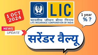 LIC new plan surrender value  LIC introduce new plan 1 oct 2024  special surrender value [upl. by Anitsirt]