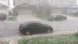 CRAZY GOLFBALL SIZED HAIL STORM IN CALGARY [upl. by Otrebireh]