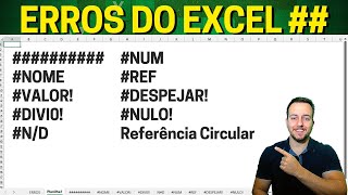 10 Erros Comuns no Excel  valor div0 nd ref nome despejar etc [upl. by Iffar]