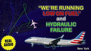 Time matters Low amount of fuel and hydraulic failure Pilots have problems over New York Real ATC [upl. by Eelidnarb]