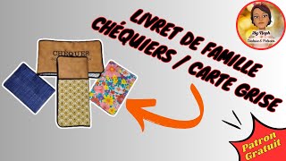 Coudre un Protège livret de famille Chéquiers ou Carte grise  PATRON GRATUIT [upl. by Medarda188]