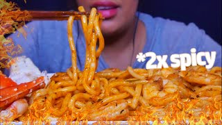 ASMR 2X SPICY KING CRAB  UDON  SHRIMP [upl. by Alesandrini417]