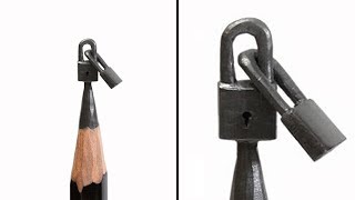 Carving Two Locks Into a Pencil Tip [upl. by Nolos]