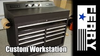 Ⓕ Custom Workstation  Tool Cart ep4 WITH Built In Air Compressor  assembly cabinet [upl. by Skell]