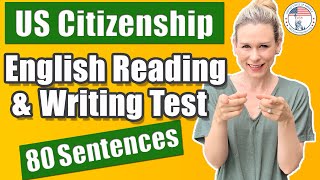 2024 US Citizenship English Reading and Writing Tests for Naturalization  80 Official Sentences [upl. by Nylessoj]