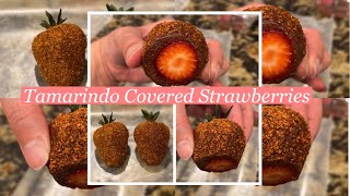 HOW TO MAKE TAMARINDO COVERED STRAWBERRIES  CHAMOY  TAJIN  Easy to follow [upl. by Ayocat]