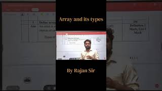 Array and Its Types Java Programming  By Rajan Sir [upl. by Ginni781]