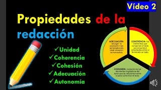 propiedades de la redacción cohesión adecuación coherencia autonomía y unidad Vídeo 2 ¡fácil [upl. by Sydelle716]