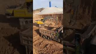 Excavator Loading Soil on Dumper working at site construction viral daily excavator [upl. by Dnumde]