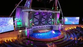 Royal Caribbean Oasis of the Seas Aqua80 Full Show viewed from the Rock Climbing Wall Balcony Deck 7 [upl. by Kiernan]