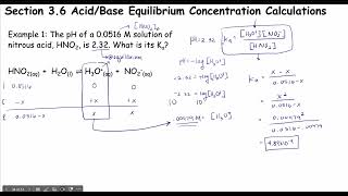 Acid and Base Equilibrium Concen Calc Part 1 [upl. by Nallek]