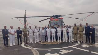 Italian Navy aircraft carrier ITS CAVOUR and the frigate ITS ALPINO arrived in Karachi 3 day visit [upl. by Yecies]