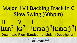 C Major  Slow ii V I Backing Track  2 5 1 60bpm [upl. by Lah]