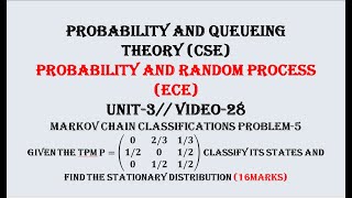 MARKOV CHAIN PROBLEM5  PQTCSE PRPECE UNIT3 VIDEO28 [upl. by Malim]