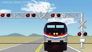 Railway crossing cartoon video of USA 【外国の踏切カンカンとアメリカの列車】 [upl. by Akiner559]