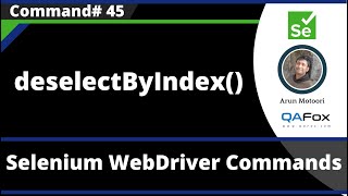 deselectByIndex Command  Selenium WebDriver [upl. by Anoif]