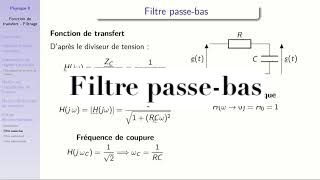 Electrocinétique  fonction de transfert  filtrage 5  étude complète dun filtre passebas [upl. by Eellac]