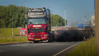 TEKNO Event Truckshow 2023 with many black smoke Scania V8 open pipes sound [upl. by Immas830]