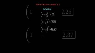 Eulers number e  Defined in diverse ways  Mathematics [upl. by Yelram]